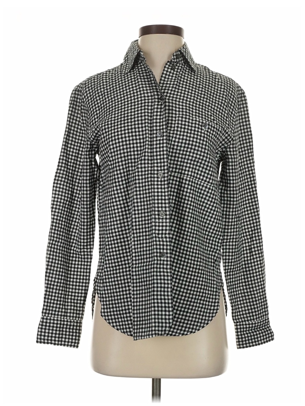 Madewell gingham check button-down blouse in black and white. Size XXS.